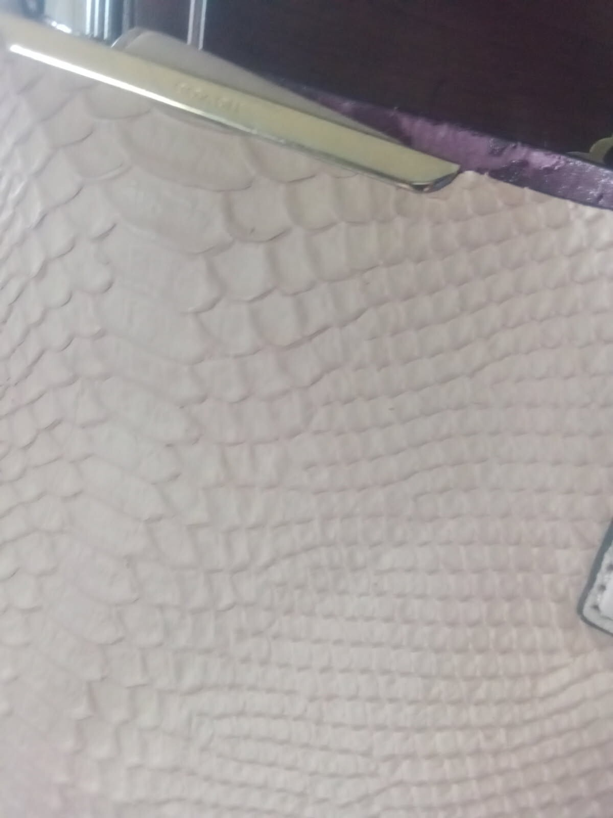 COACH MADISON EMBOSSED PYTHON Large soft beige pi… - image 2