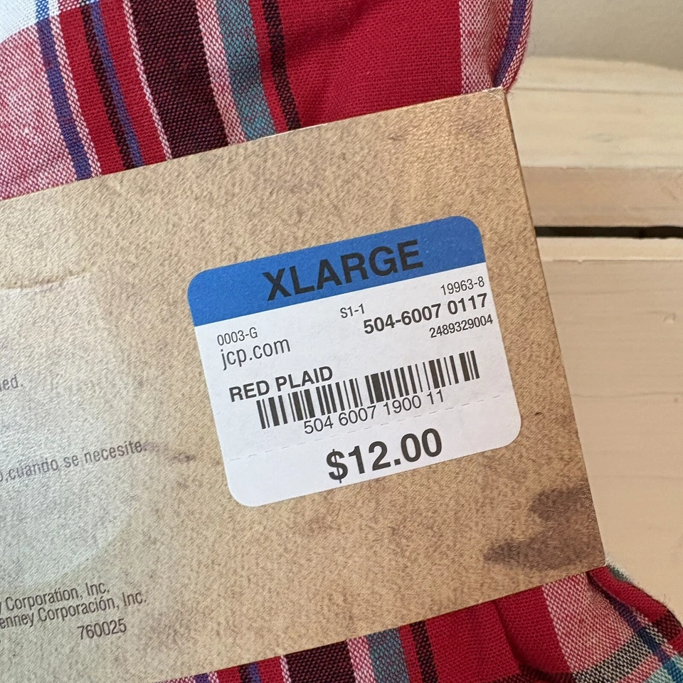 Arizona Men’s XL 40-42 Woven Boxer Red Plaid 100% Cotton Original JCPenney — 第 3/4 张图片