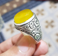 Yellow Agate Ring Beautiful Agate Ring Akik For Men Aqeeq Ring Yellow Stone Ring