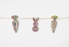 Easter Bunny and Carrot Garland Made of Jute and Recycled Paper 4.5 FT Long