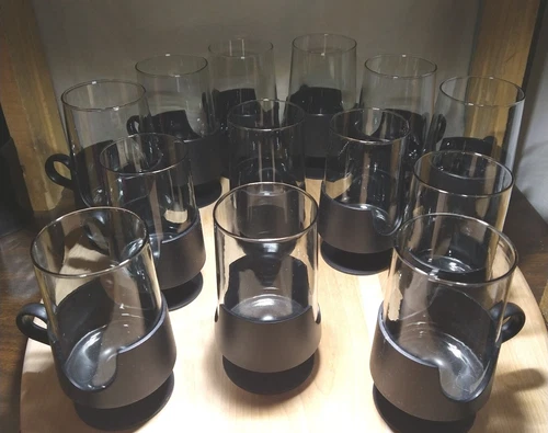Set of 13 Corning Glas-Snap Hot/Cold Beverages Clear Glass Cup/Mug Extra Holders