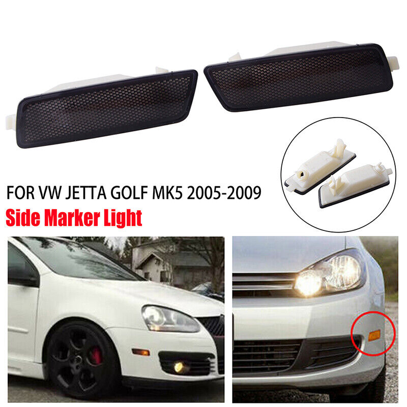 For 06-09 VW MK5 RABBIT/GTI/JETTA Front Bumper Side Marker Light - Smoke  Pair | eBay