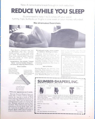 1972 Slumber Shapers Magazine Print Ad - Reduce While You Sleep lose 1-3 inches.