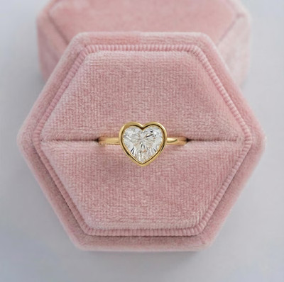 1 CT Heart Cut Lab-Grown Diamond Bezel Set Proposal Engagement Sterling Silver