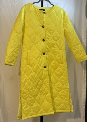 Eilly Bazar Size Medium Puffed Yellow Jacket With Pockets And Side Slit
