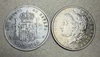 1878 Morgan Silver Dollar & 1878 Spain 5 Pesetas Estate Silver Coin Lot