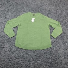 Style  Co Sweater Womens Medium Green Curved Hem 100 Cotton Pullover Knit NWT