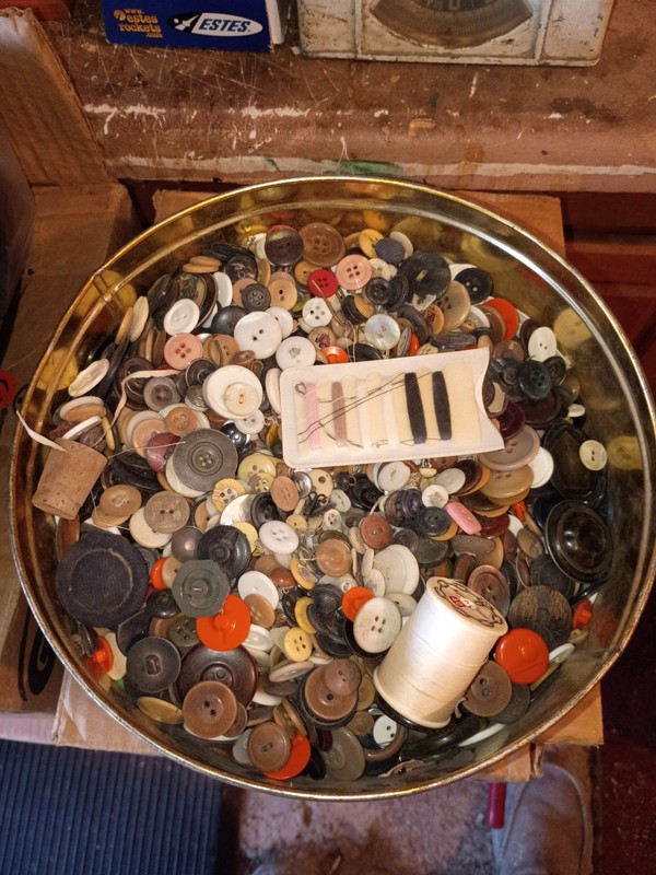 Lot of Buttons from Grandma’s Button Box Tin! They Say She Saved Everything LOOK