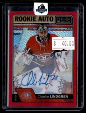 2016-17 O-Pee-Chee Platinum Rookie Autographs Red Prism Charlie Lindgren Auto