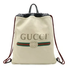 GUCCI Gucci print drawstring backpack/tote bag style leather ivory... GZl1api7