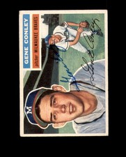 Gene Conley Signed Authentic 1956 Topps Milwaukee Braves Autograph