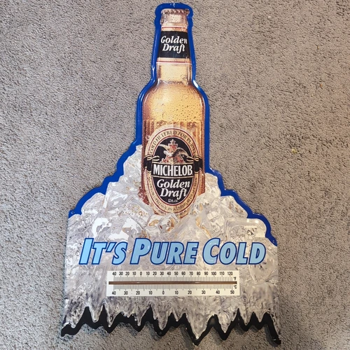Vintage NOS New Michelob Golden Draft Beer Thermometer 18 x 30 Sign