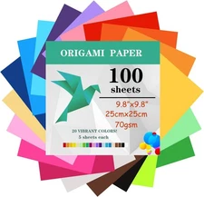 100 Sheets Origami Paper, 25x25 cm/10 Inch Paper Double... 