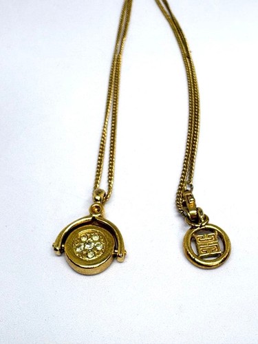 GIVENCHY Swivel Pendant Necklace Gold Vintage