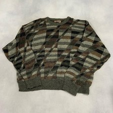 Vintage Knitted Jumper Abstract Patterned Grandad Knit Sweater Men's Xl