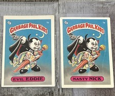 Vintage 1985 Topps Garbage Pail Kids OS1 Nasty Nick & Evil Eddie 1a & 1b Matte
