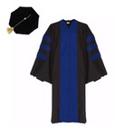 Classic Doctoral Graduation Gown PhD Regalia with Black or Royal Blue Velvet ...