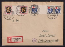 AK482) Frz. Zone Allg. Ausg. R-Beleg mit u.a. Nr. 9 bw ZW Kurzbefund Straub BPP