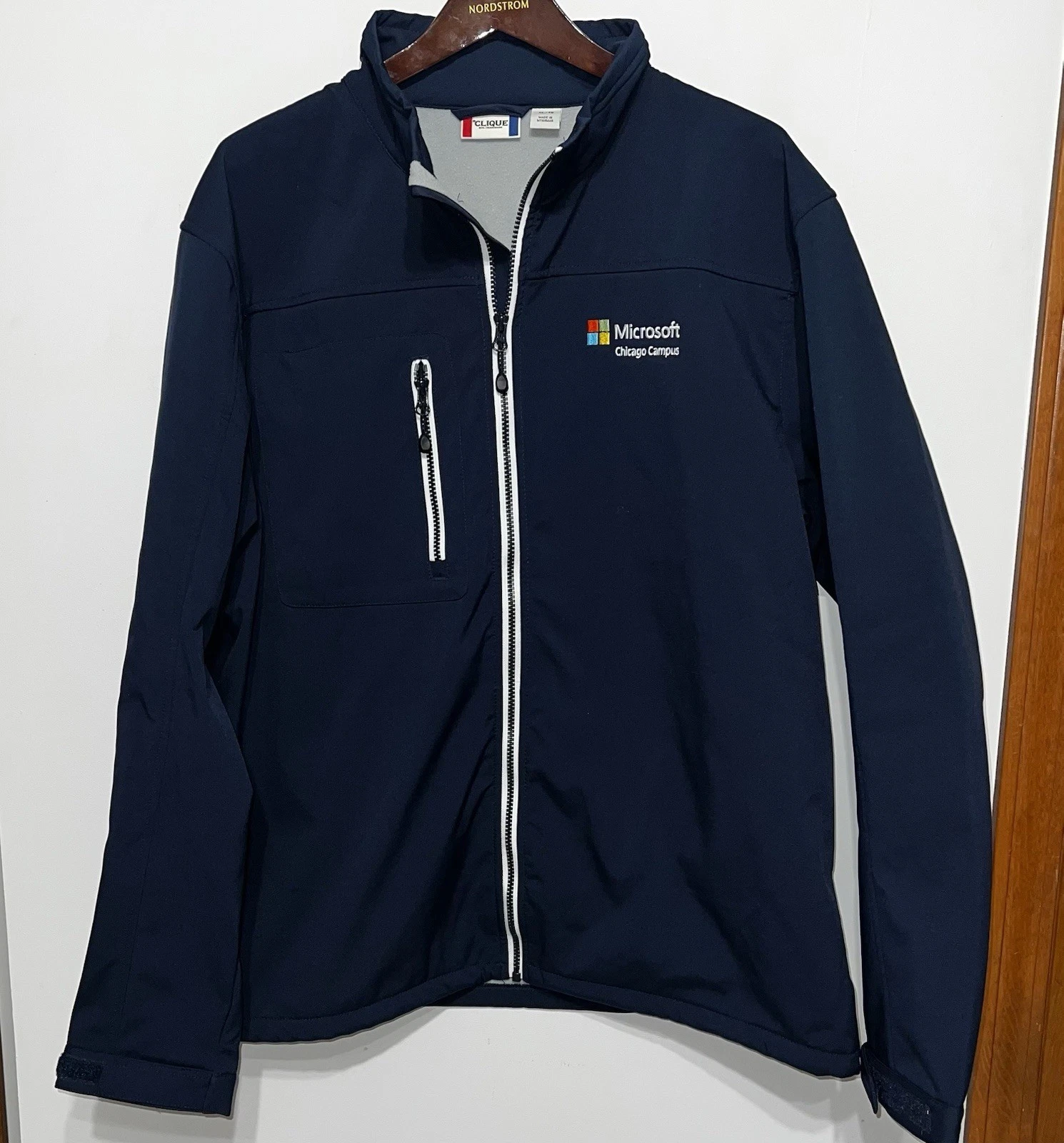 Microsoft Chicago Campus Softshell Jacket Navy Blue XL Full Zip Clique Tech Coat