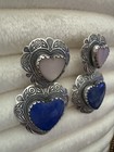 Quac Sterling Silver Heart Shaped Mother Of Pearl & Lapis Dangle Earrings  — photo 5