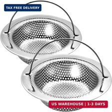 2 Pack Kitchen Sink Drain Strainer with Handle, Universal Stainless Steel Food C