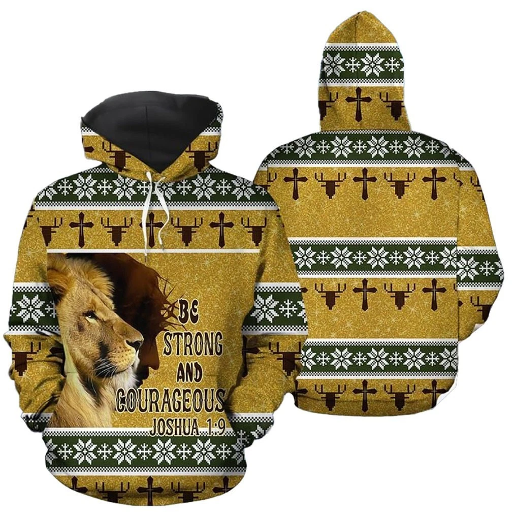 Be Strong And Courageous Print Hoodie Man&Women S-5XL