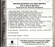 kronos quartet asha bhosle  lyou've stolen my heart cd promo