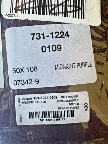 JCP Home Expressions Grommet Panel Malone Midnight Purple 50"x108" NEW!!!! - Picture 3 of 3