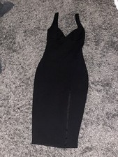 Edge Street Women’s Black Fitted Midi bodycon plunge Dress Size 8 STUNNING!