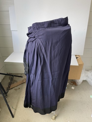 Dries Van Noten Womens Draped Ruffled Detail Navy Blue Maxi Skirt size IT40 US4 - Picture 5 of 8