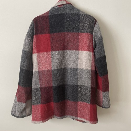 Express French Country Wool Jacket Plaid Oversized Sz L/XL Red Black Grey - Picture 7 of 10