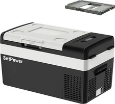 Setpower 20L/21QT Portable Car Refrigerator 12V/24V DC for Camping and Travel