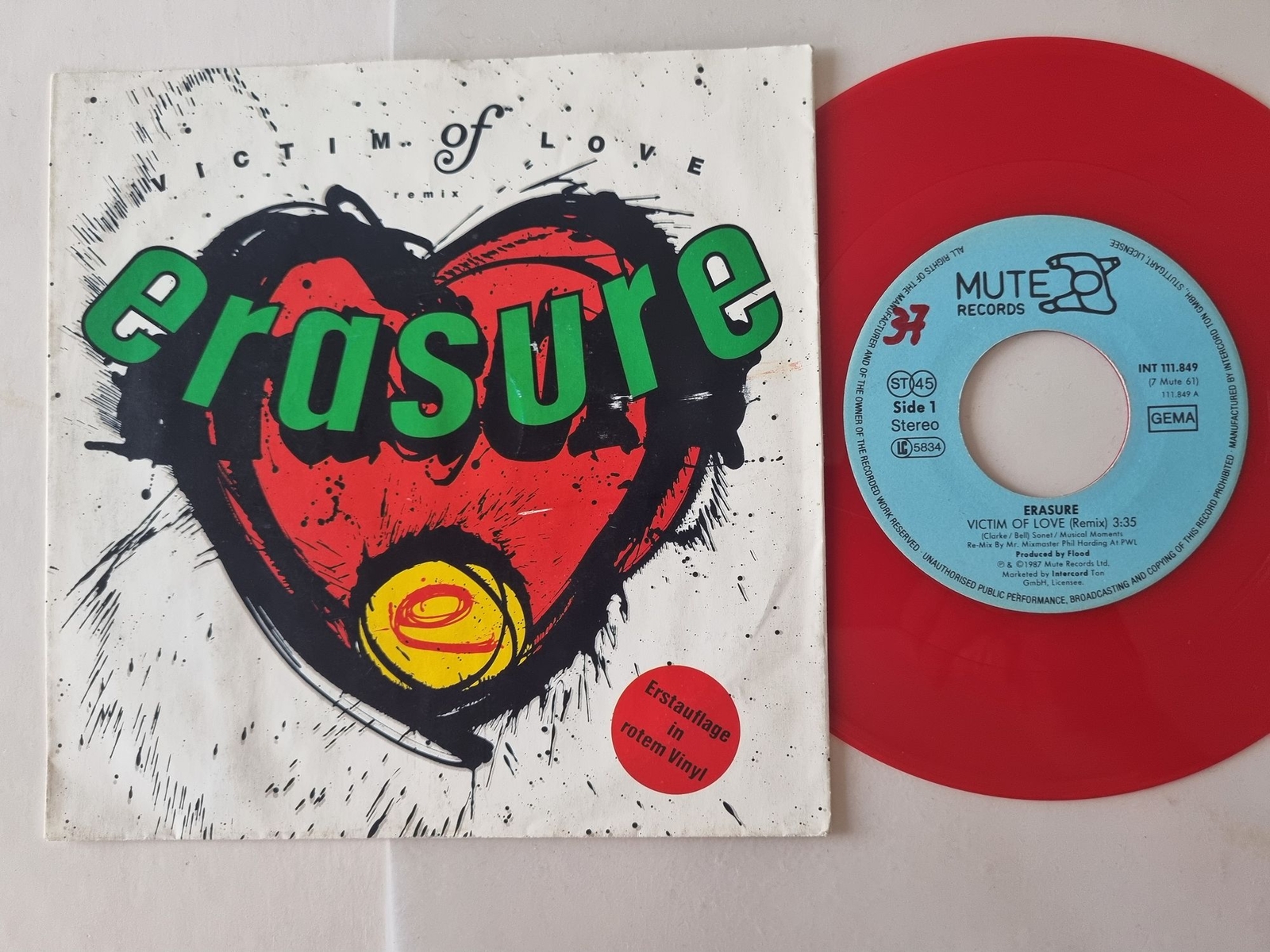 Erasure - Victim Of Love (Remix) 7'' Vinyl Germany RED VINYL