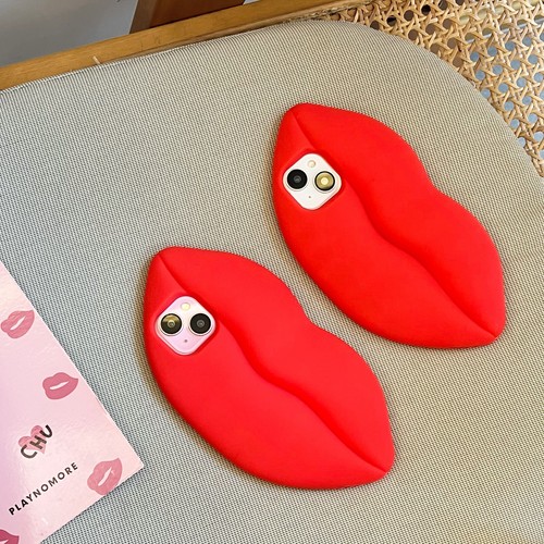 For iPhone 15 14 13 12 11 7 Hot Cool 3D Sexy Red Lips Silicone Phone Case Women - Picture 7 of 13