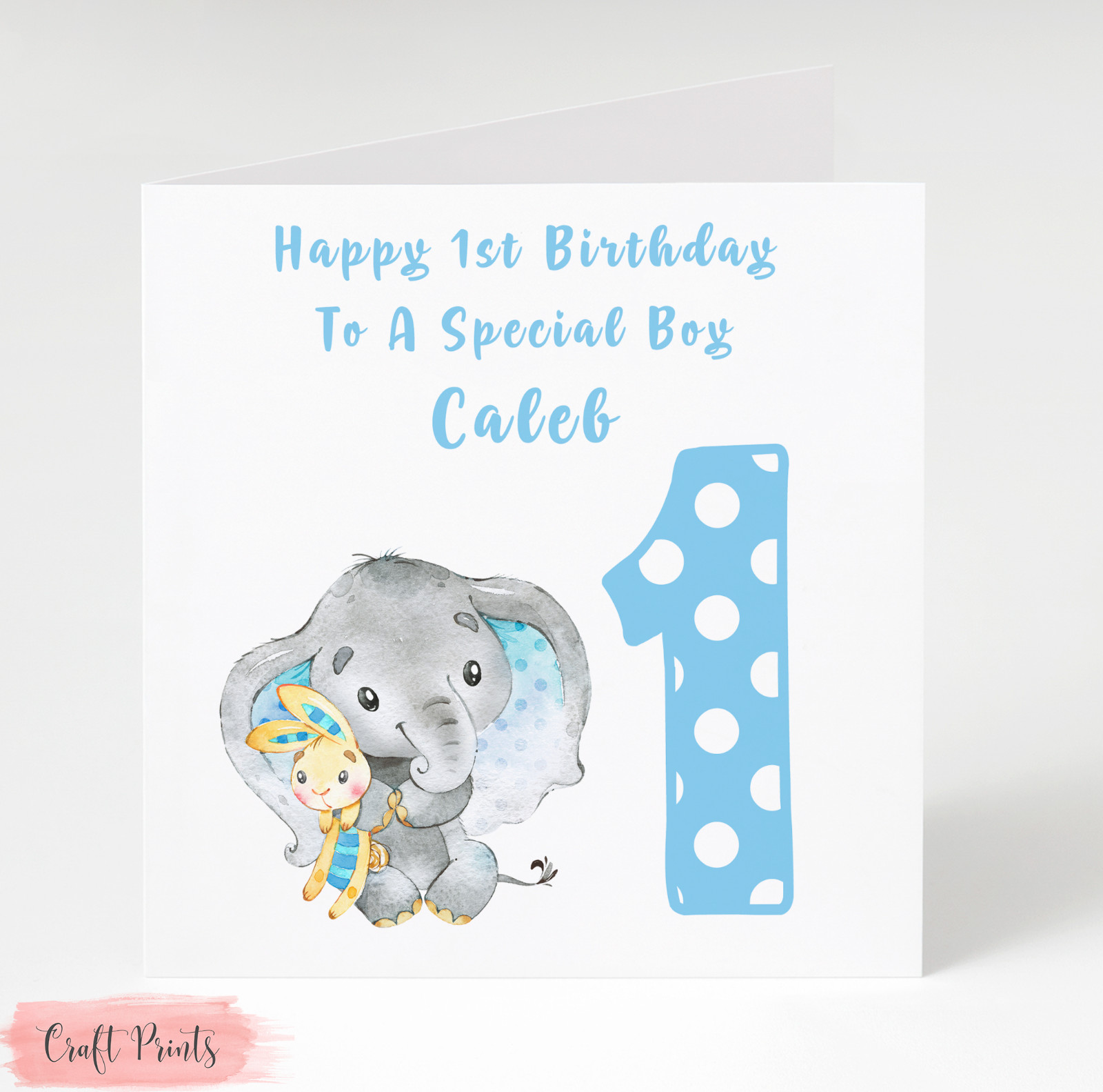 Personalised Elephant 1st Birthday Card Boy Son Grandson Nephew Godson Brother