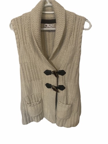 Willow Blossom Women’s Cardigan Cream Chunky Sweater Vest• Toggle buttons•Medium - Picture 2 of 9