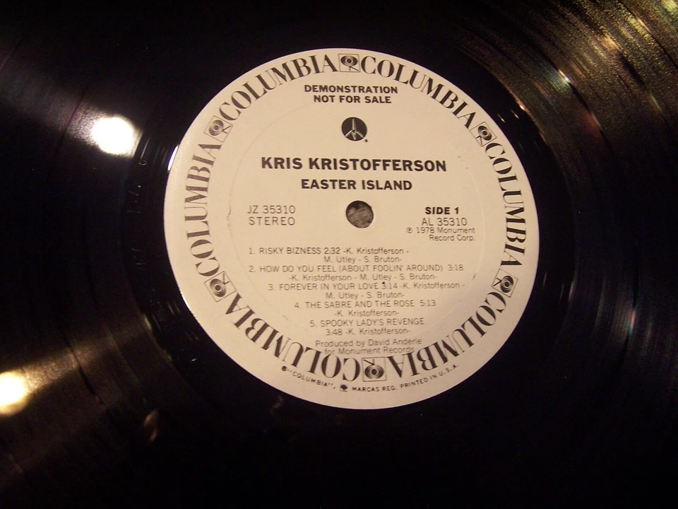 Kris Kristofferson "Easter Island" COLUMBIA DEMO LP JZ 35310 w/ Orig. Inner Slee - Image 3 of 4