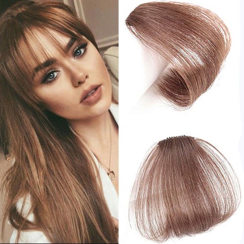 UK Thin Air Bang Remy Human Hair Extensions Clip In Fringe Hairpiece Women - Picture 2 of 14