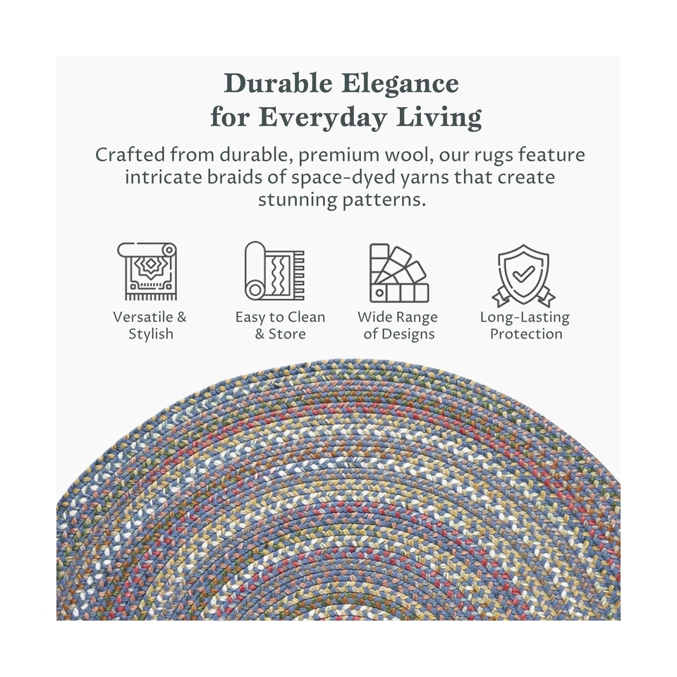 Alfombra Rhody Country Jewel CJ95 Azul Zafiro 6' x 6' Redonda - Duradera Trenzada Ar... Foto 4 de 4