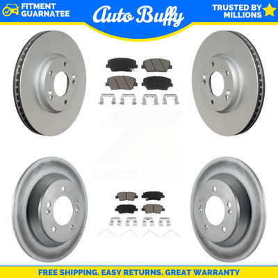 Front Rear Coated Disc Brake Rotors And Ceramic Pads Kit For Kia Rondo