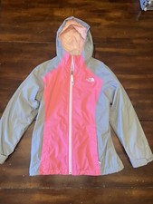 The North Face Girls Pink Gray Dryvent Jacket Large 14/16 W/ Fleece Liner