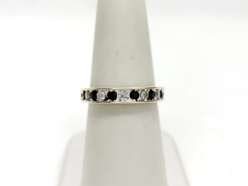 10k Yellow Gold Natural Round Sapphire Diamond Band Ring 0.60 CT - Picture 2 of 6