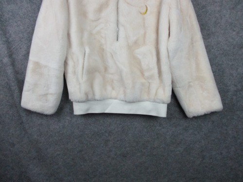 Lost Soul Faux Fur Coat Women Small Off White Cat Oversized Color Block Wool - Picture 15 of 20