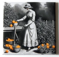 Woman with Oranges FRIDGE MAGNET sign advertisement "style B"
