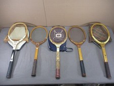 Lot of 5 Vtg Wood Tennis Rackets Wilson J.C. Higgins Rawling Chemold Davis