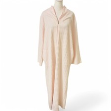 Vintage Diamond Tea Half Zip-Front Lounge Robe Sleeve Loungewear L with Pocket