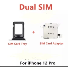 Dual Sim Card Tray Holder Slot Module Flex w/ Sim Reader For iPhone 12 Pro Max 