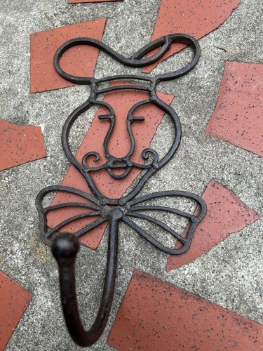 rare vintage wrought iron wall mount chef heads kitchen brown Hook - Picture 7 of 10