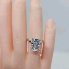 NEW Maxine Jewelry White Gold Emeald Cut 3.5 Carat Engegement Ring Sz: 4.5...