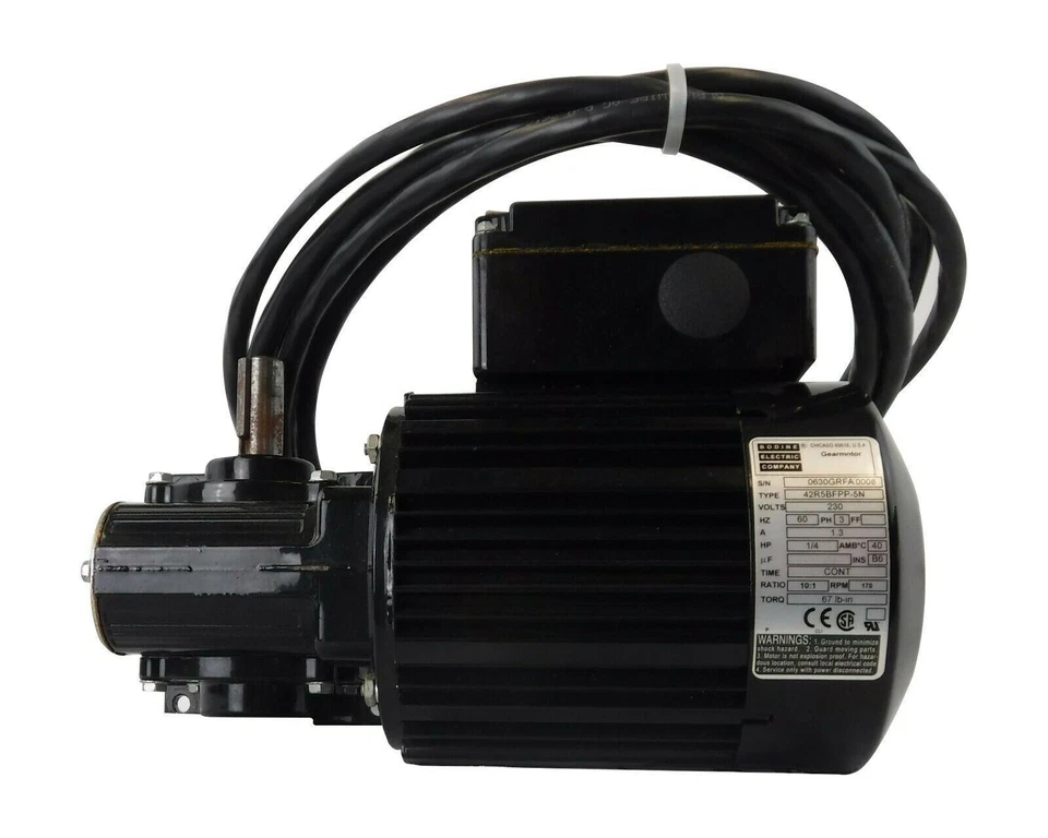 BODINE 42R5BFPP-5N RIGHT ANGLE MOTOR - 1/4 HP, 230V, 67LB/IN TOR W/3 METER CABLE - Image 2 of 4